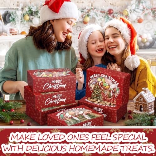 Christmas Cookie Boxes with Window 24 Pack - Tree Design Holiday Gift Packaging