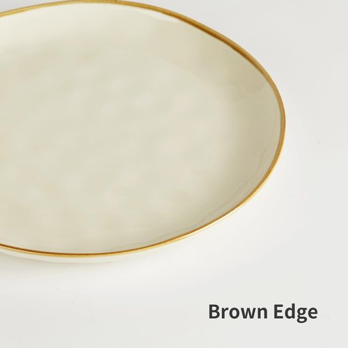 famiware Dinner Plates Set of 6, 10.25 inch Pasta Plate, Ocean Round Stoneware Dessert Plates Dish Set for Kitchen Microwave Dishwasher Safe, Scratch Resistant, Vanilla White