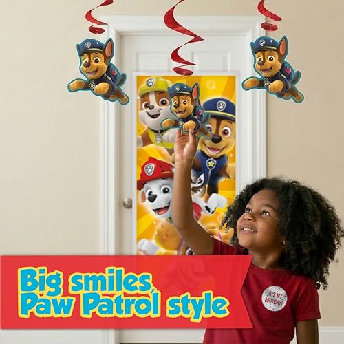 Paw Patrol Birthday Decorations - Door Poster & Hanging Swirls