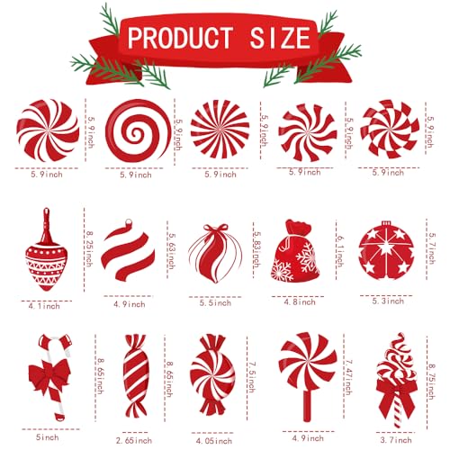 Christmas Candy Hanging Swirl Decorations Set - 60 Pcs Festive Xmas Decor