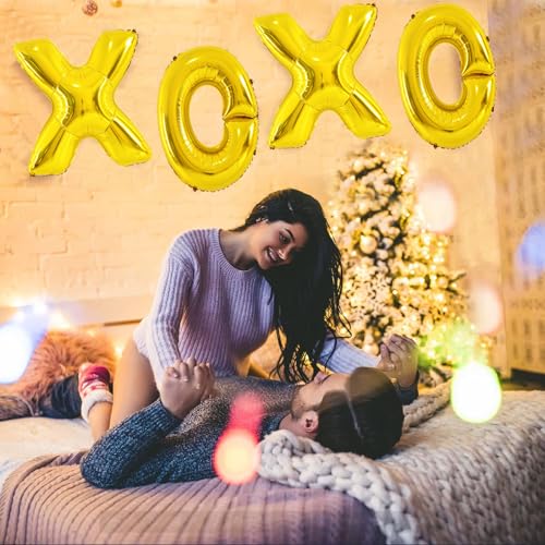 Soochat XOXO Mylar Balloons - 16 Inch Valentine Decor, 4 Pack