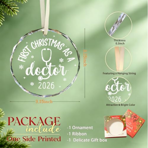 First Christmas As A Doctor Crystal Ornament - Medical Graduate Keepsake - Doctor Variation