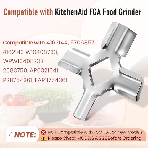 2 Pack Stainless Steel Meat Grinder Blades for KitchenAid FGA