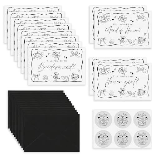 12-Piece Bridesmaid Proposal Card Set with Envelopes & Stickers