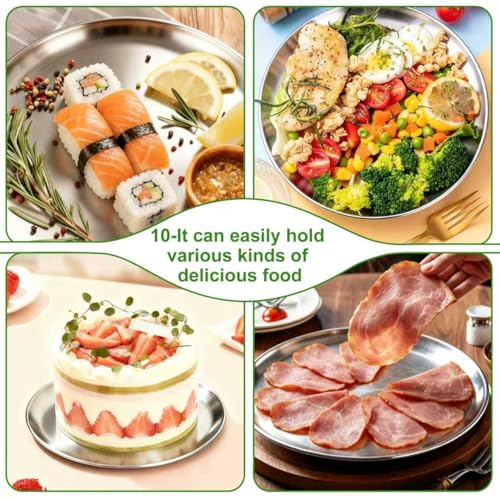 10-Inch Stainless Steel Dinner Plate - Reusable & Dishwasher Safe