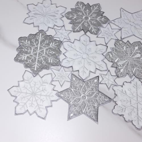 Snowflake Christmas Table Runner 13x70in Silver Embroidered Holiday Decor
