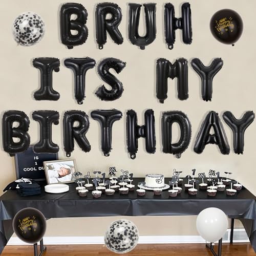 Bruh Its My Birthday Party Decorations Banner and Balloons Set for Teen Boys