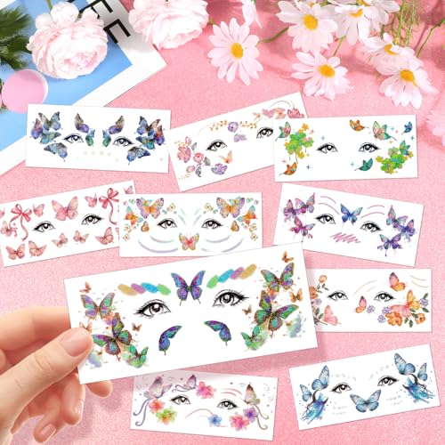 Konsait Glitter Butterfly Temporary Face Tattoos 20 Sheets