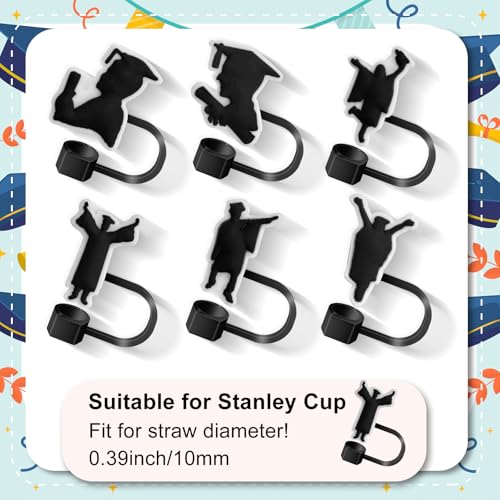 Graduation Straw Caps for Stanley Cup - 6PCS Reusable Silicone Toppers
