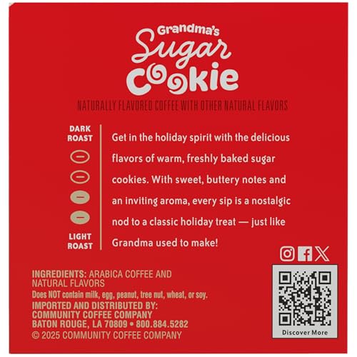 Community Coffee Grandma's Sugar Cookie Keurig K-Cup Pods - Holiday Limited Edition, 60 Count