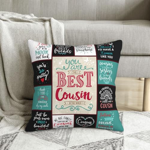 Cousin Gift Throw Pillow Cover 18x18 - Inspirational & Soft