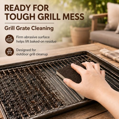 8 Pack Heavy-Duty Carborundum Scouring Sponge Pads for Kitchen Cleaning