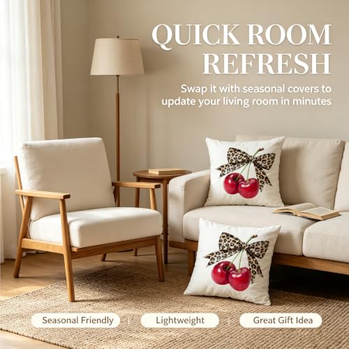Leopard Cherry Pillow Covers 18x18 - Trendy Decor by AgriFusion Tech