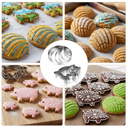 Stainless Steel Concha & Pig Cookie Cutters Set for Mexican Baking