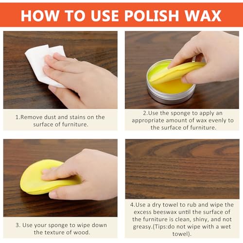 Wood Wax for Furniture & Floor Polish 3.5oz - Natural Wood Surface Care by Grpoche