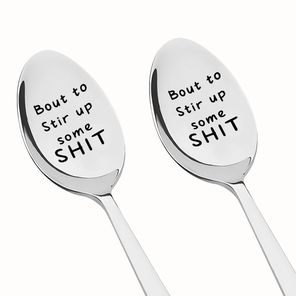 Funny Spoon Gifts for Best Friend Birthday Christmas Gifts for Sister Brother Coffee Tea Spoon for Mom Dad Retirement Gift for Grandma Grandpa Gag Gifts for Couples