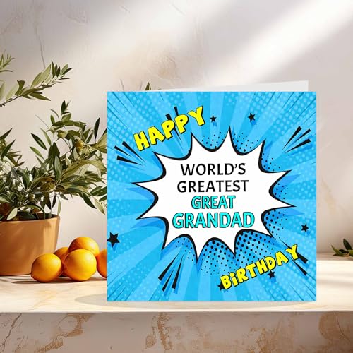 Comic Book Pop Art Birthday Card for Great Grandad - Eco-Friendly