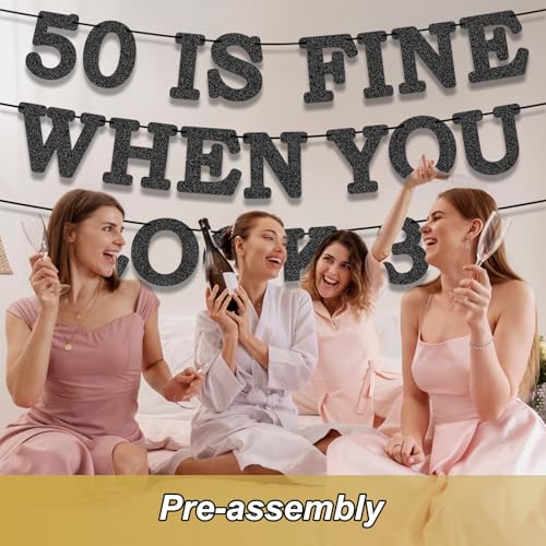 50th Birthday Banner - Pre-Assembled Glitter Wall Decor