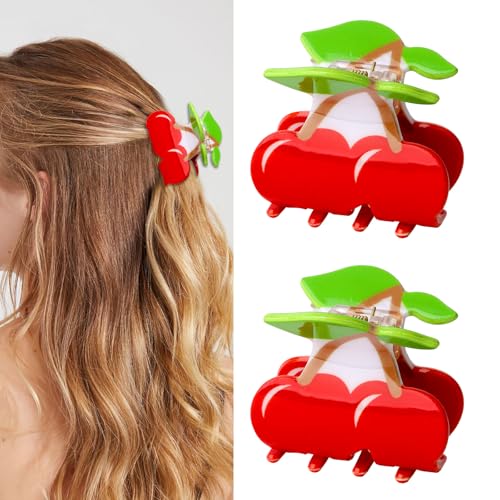 WHAVEL Cherry Hair Claw Clips 2PCS Cute Fruit Hair Accessories