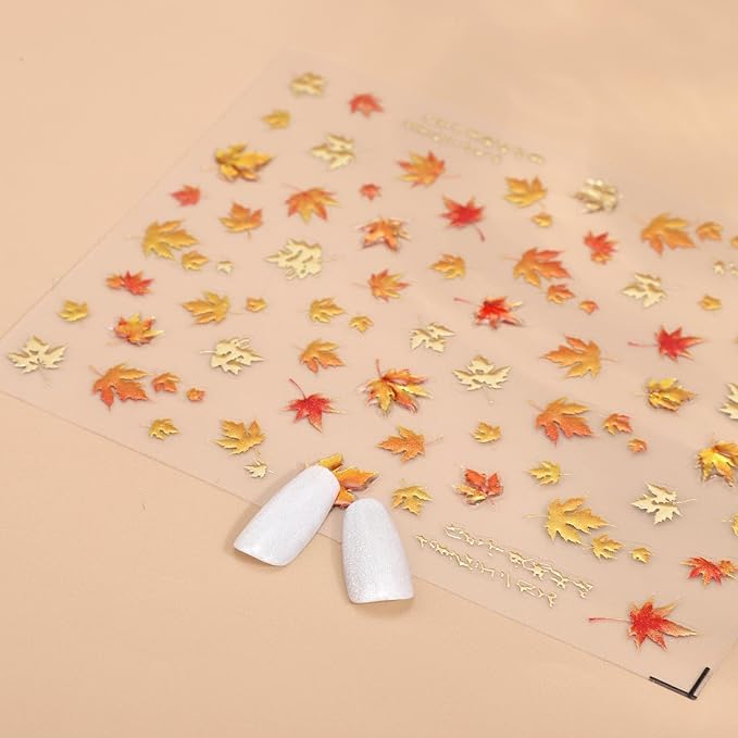 Sinbana 5D Self-Adhesive Fall Maple Leaf Nail Stickers