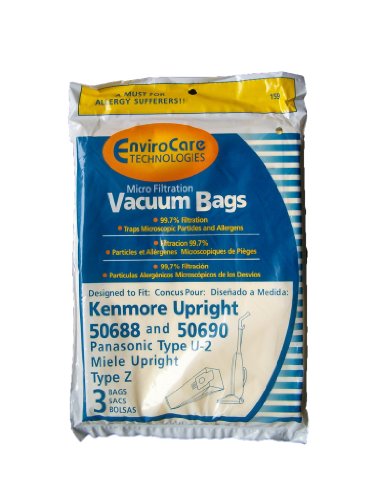 EnviroCare Micro Filtration Vacuum Dust Bags for Kenmore, Panasonic, Miele Uprights - 6 Pack
