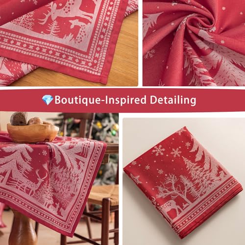 Red Christmas Tablecloth 60x120 Inches Rectangle Holiday Decor - Midsummer Breeze