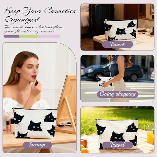 Cat Makeup Bag Travel Cosmetic Pouch for Women and Cat Lovers