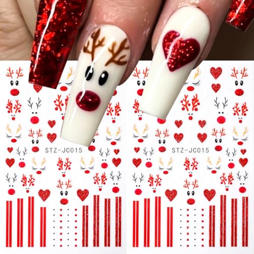 SUTOZMIWE 3D Christmas Nail Art Stickers, Holiday Decals 8-Sheet Set
