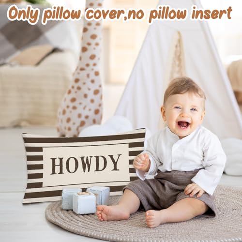 Howdy Western 12x20 Pillow Cover, Southwestern Striped Flannelette Throw Case