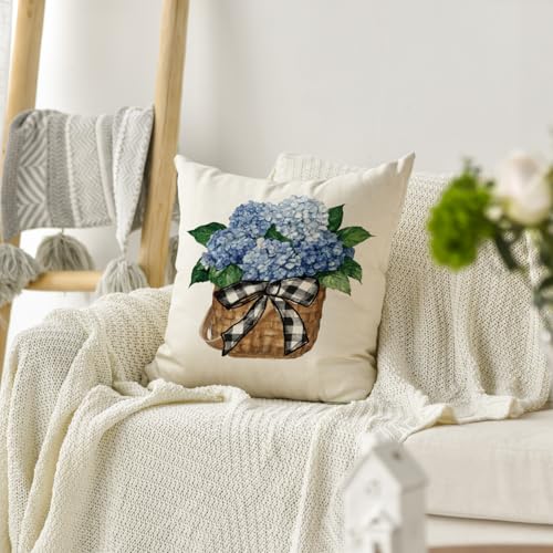 Hydrangea Flower Throw Pillow Cover - 12x20 Inch Decorative Case