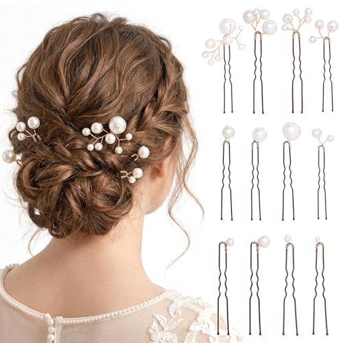 12 Pcs Pearl Wedding Hair Pins U Shape Bridal Hair Accessories
