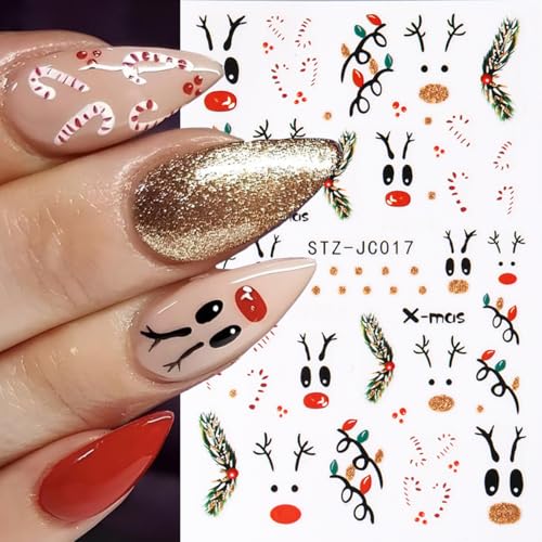 Christmas 3D Nail Art Stickers Self-Adhesive Holiday Decals 6PCS