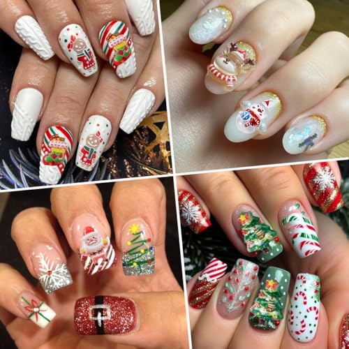 50 Pcs 3D Christmas Nail Charms Resin Winter Holiday Nail Art Gems