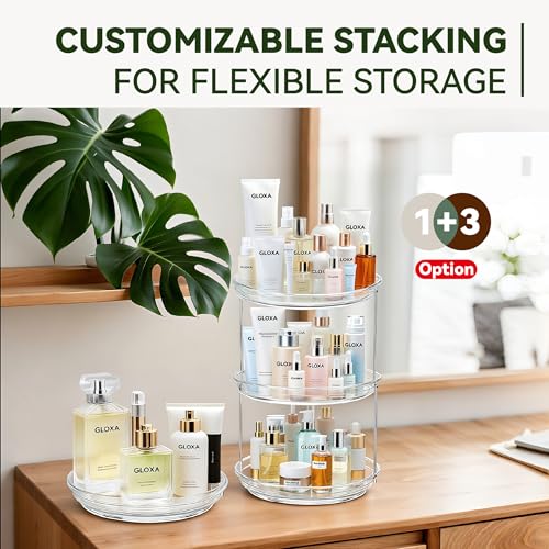 GLOXA 2-Tier Lazy Susan Turntable Organizer, 9.25" Rotating Spice Rack (1 Pack)