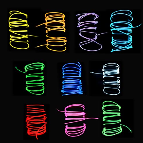 10-Pack 9ft Waterproof EL Wire Kit with Battery Controllers - 10 Colors