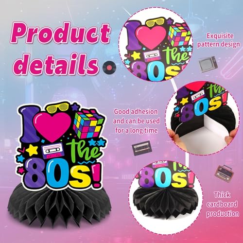 80s Retro Style Honeycomb Table Centerpieces - 10 Pcs Party Decorations