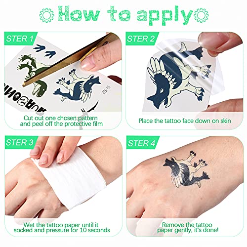 Zonon Glow in the Dark Dinosaur Temporary Tattoos 10 Sheets