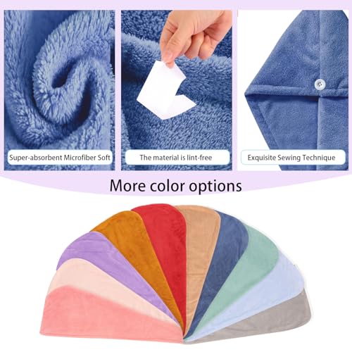 Microfiber Hair Drying Towel Wrap 2-Pack, Super Absorbent Hair Turban