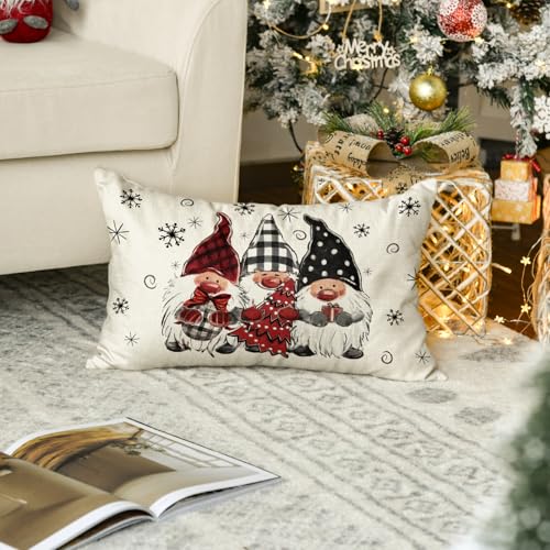 Christmas Snowflake Gnome Throw Pillow Cover - 20 x 12 Inch