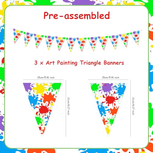 Art Paint Theme Pennant Banners - 5 Pack Multicolor Triangle Garland