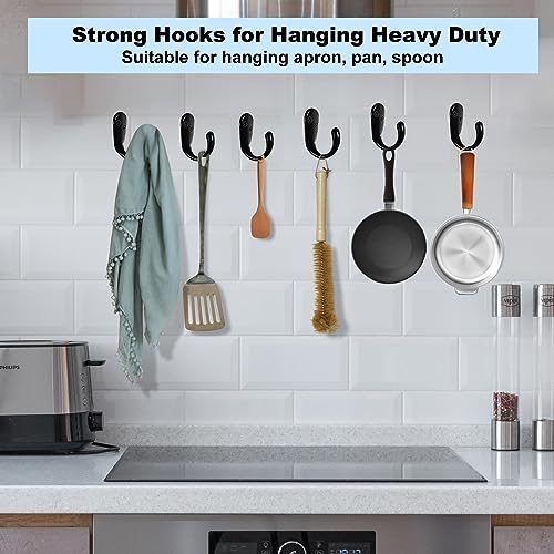 Kruodop 4 Pack Heavy Duty Wall Hooks, Metal Coat and Towel Hanger, Black