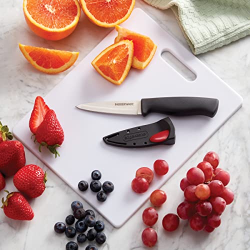 Farberware Reversible Plastic Cutting Board 10"L x 8"W, White, Dishwasher Safe