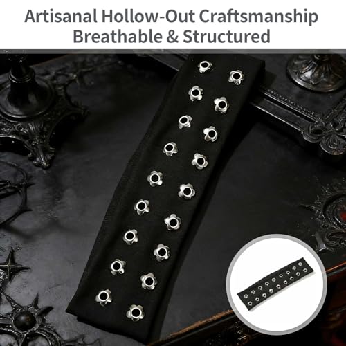 Grommet Headband Y2K Punk Wide Stretchy Cotton Hair Band