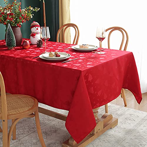 Christmas Tablecloth Rectangle Red Xmas Tree Pattern 52x70 Inches - Variation of Red / 70" x 52"