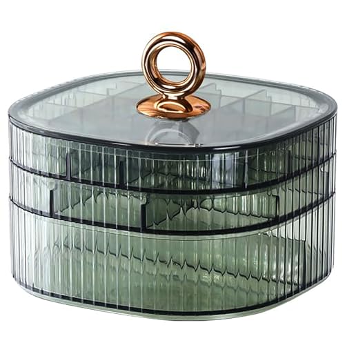 HALAFE 3-Layer Acrylic Jewelry Organizer with Handle - Clear Storage Box for Women