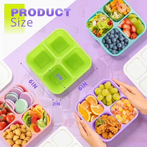 YANLIFY 4-Pack Snack Bento Box - Stackable Divided Food Containers (4 Colors)