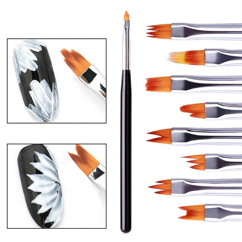 8-Piece Nail Art Brush Set - Acrylic Painting & UV Gel Manicure Tools
