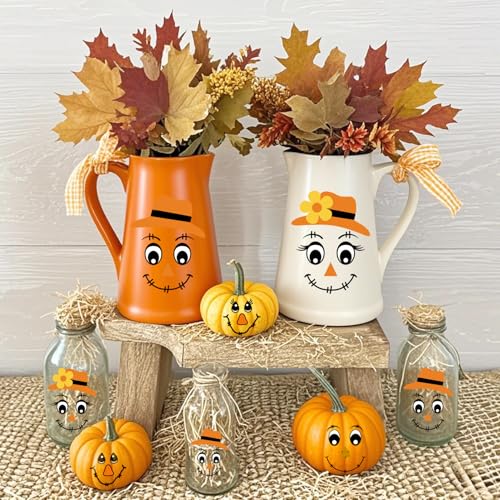 24pcs Fall Scarecrow Face Vinyl Decals for DIY Crafts & Halloween Decor