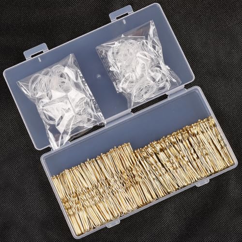 Blonde Hair Pins and Bobby Pins Kit with Elastic Bands & Storage Box