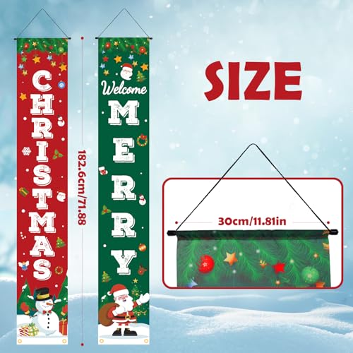 Merry Christmas Porch Banner Sign Set - Outdoor Holiday Yard & Door Decor